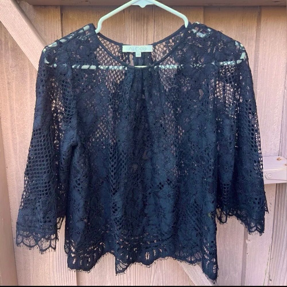 Alexis Lace Flutter Sleeve Swing Top